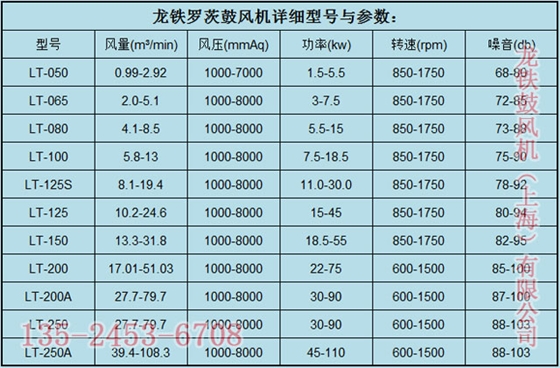 龍鐵煤氣專用羅茨鼓風(fēng)機(jī)參數(shù)
